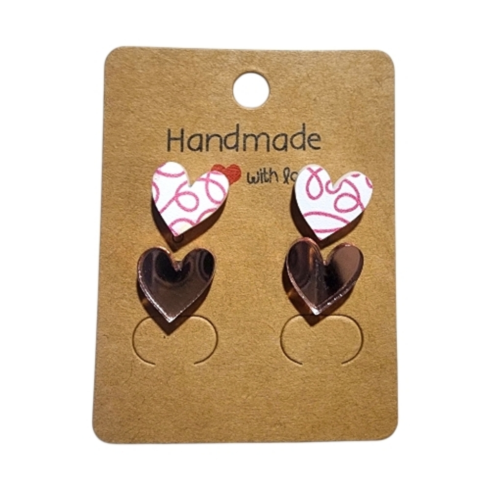 Swirl & Shine Heart Acrylic Stud Earrings, 2 Pair